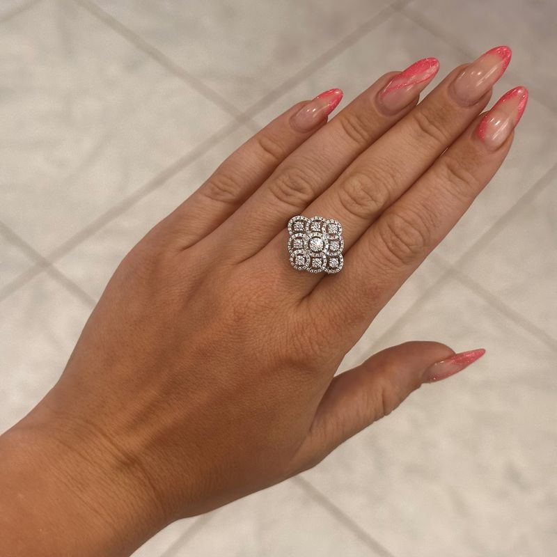 18ct White Gold Diamond Cocktail Ring 1.13ct G Si