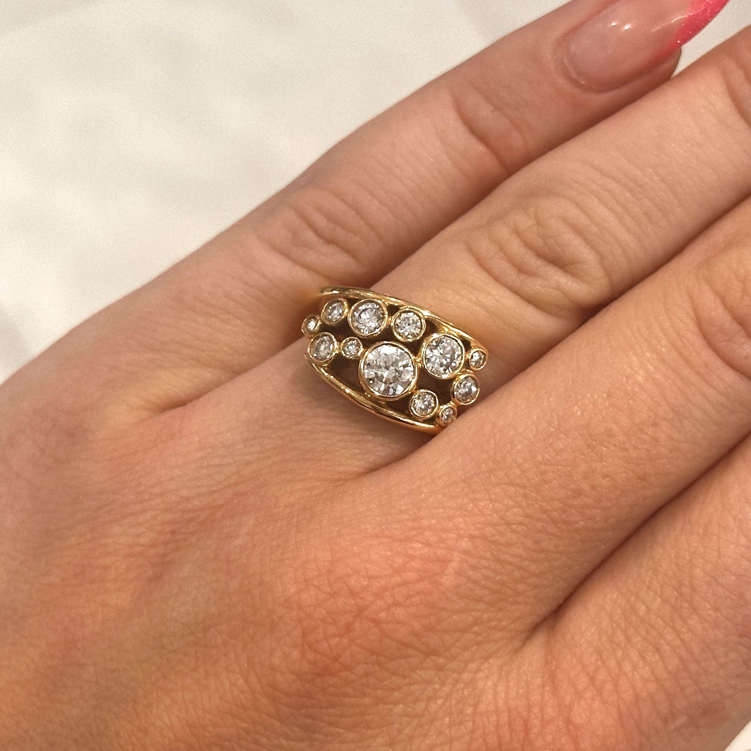 18ct Yellow Gold Diamond Bubble Ring 1.01ct