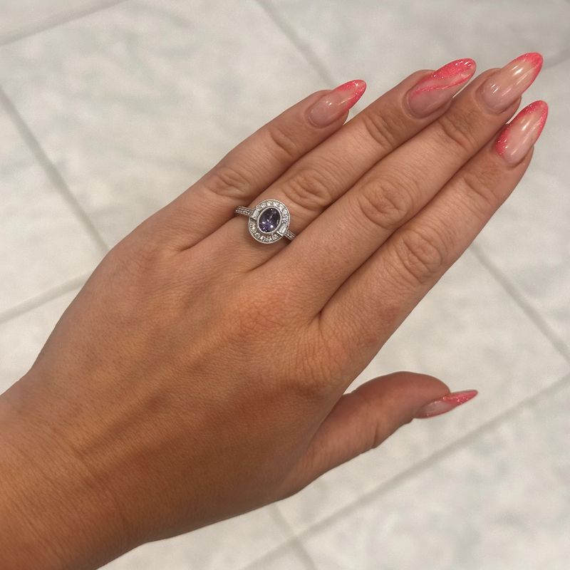 Platinum Tanzanite Diamond Vintage Style Ring