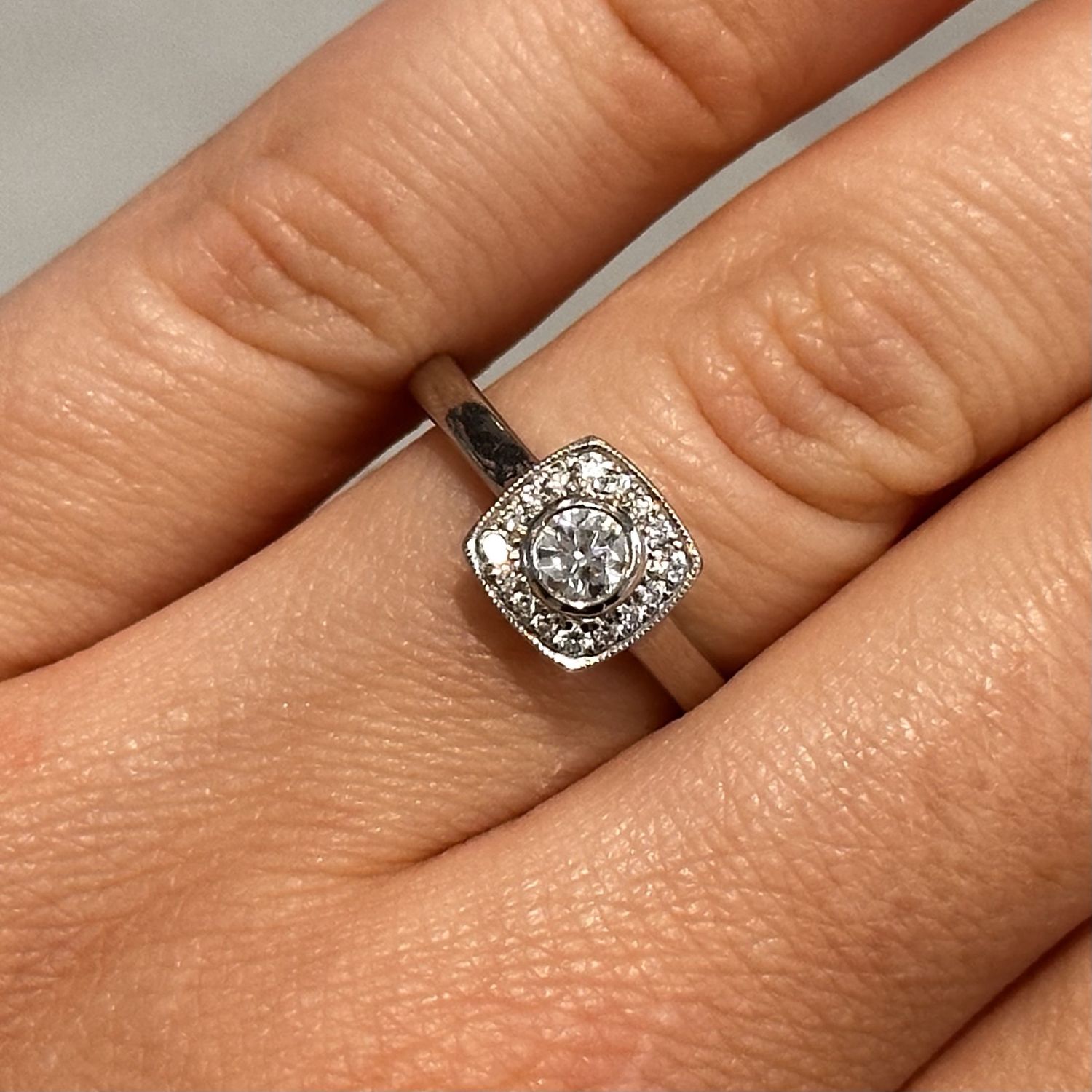 Platinum Diamond Halo Ring  0.24ct 0.10ct