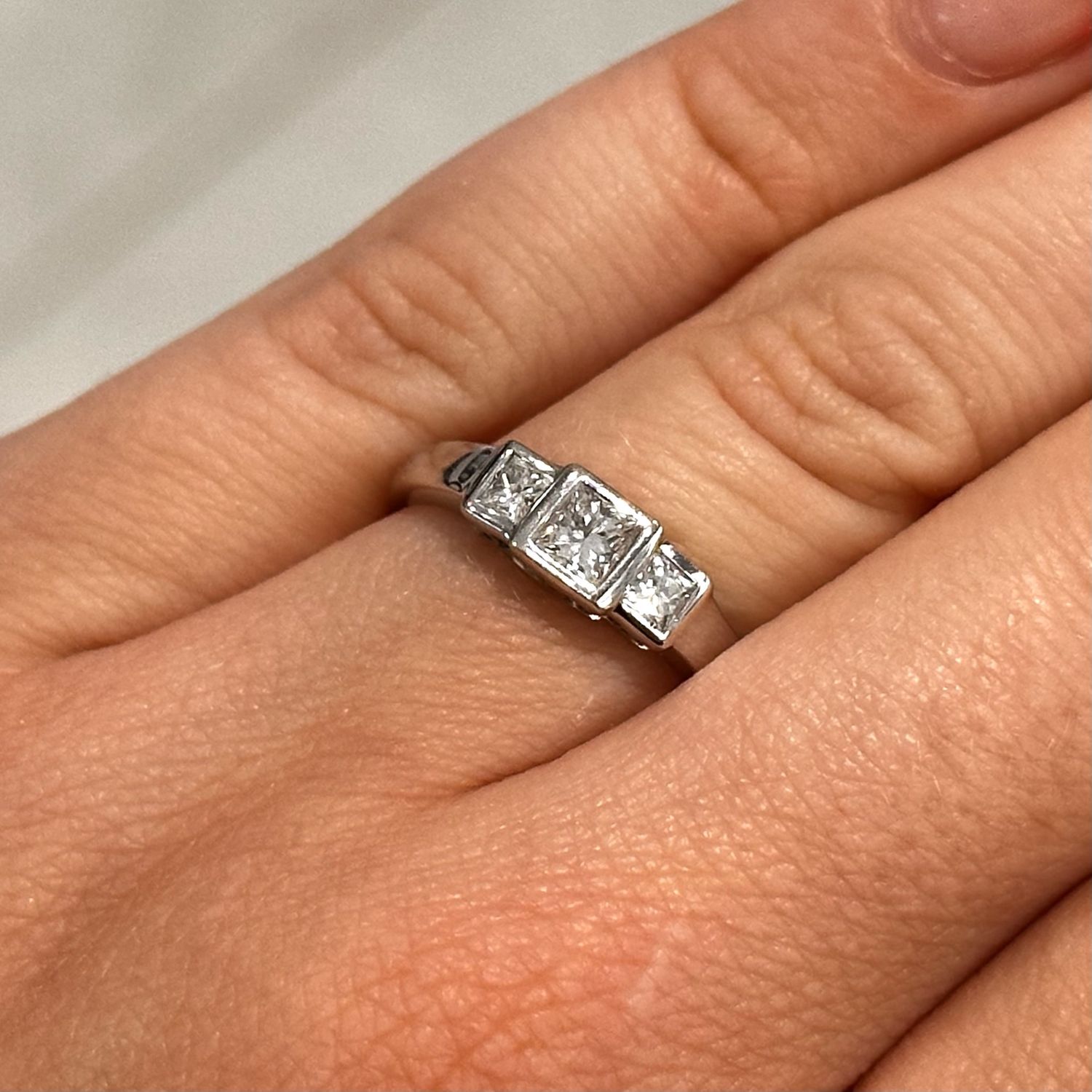 18ct White Gold Trilogy Diamond Ring 0.55ct