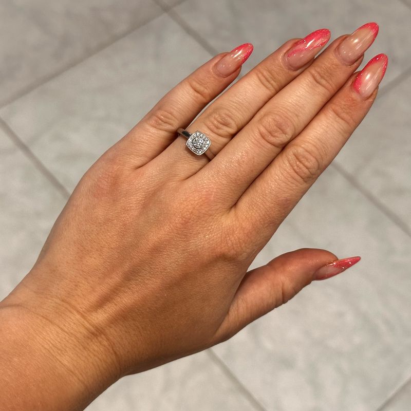 Platinum Diamond Halo Ring 0.24ct 0.10ct