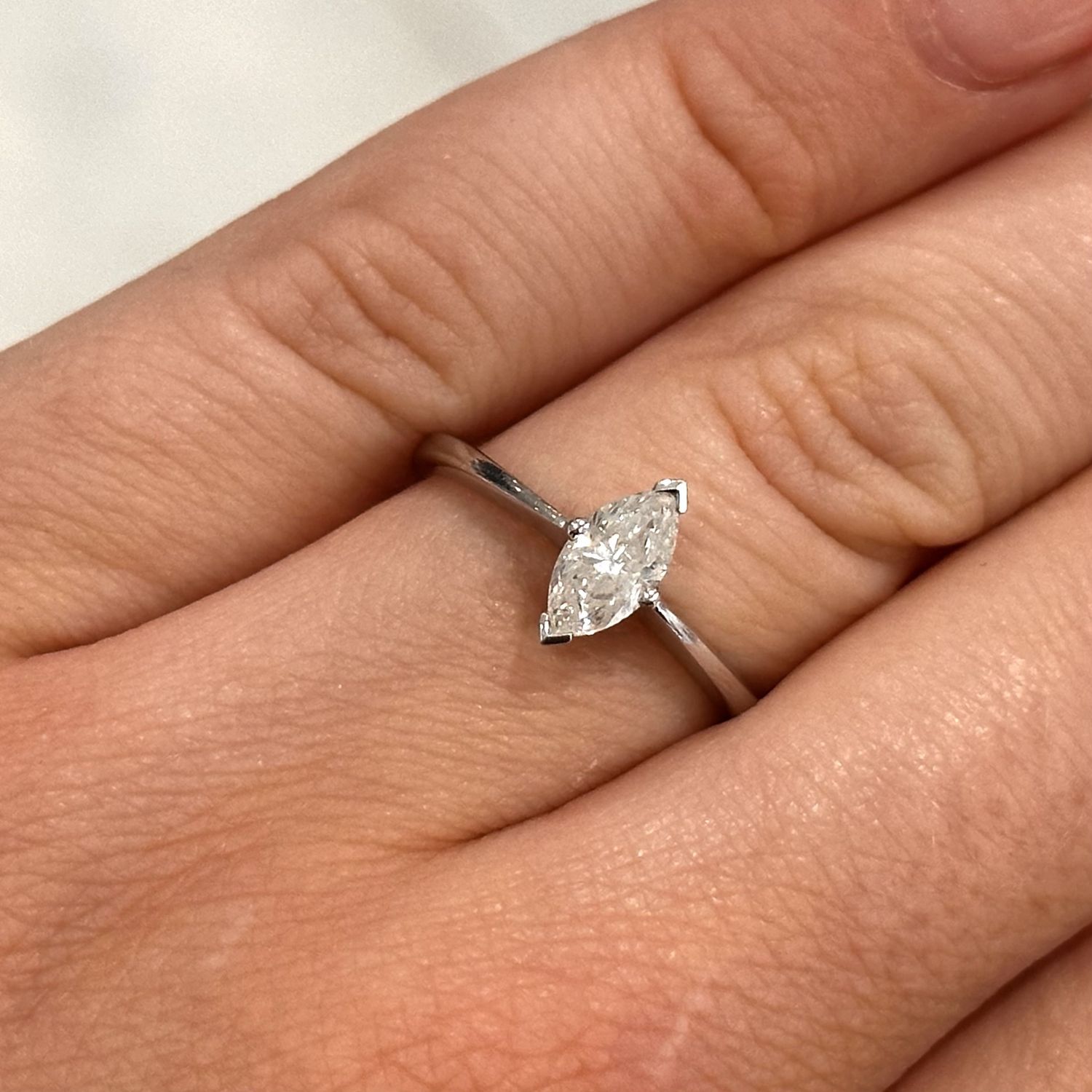 Pre-Owned 18ct White Gold Marquise Cut Diamond Ring 0.58ct H I1