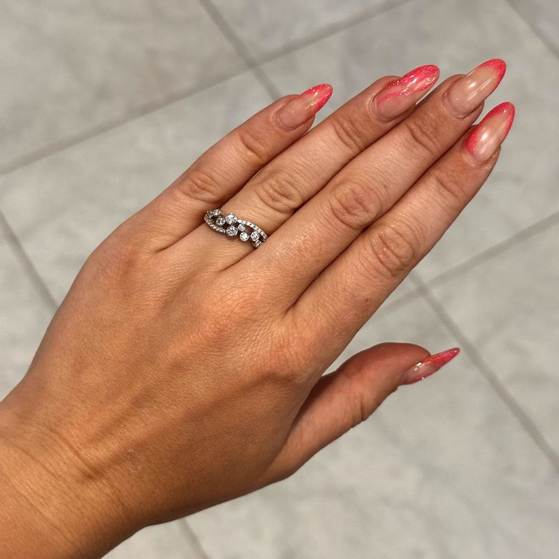 18ct White Gold Diamond Bubble Ring 0.45ct
