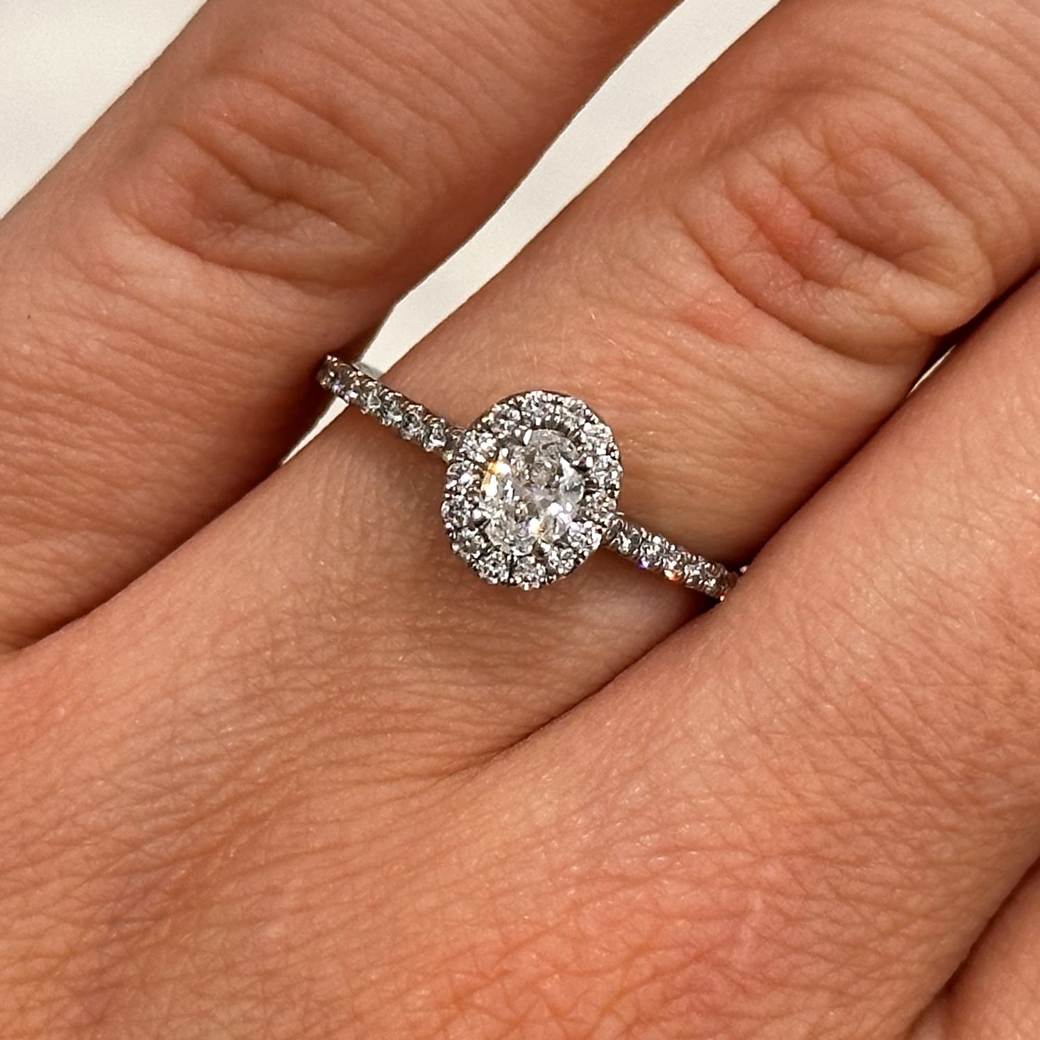 Platinum Oval Halo Diamond Ring  E VS2