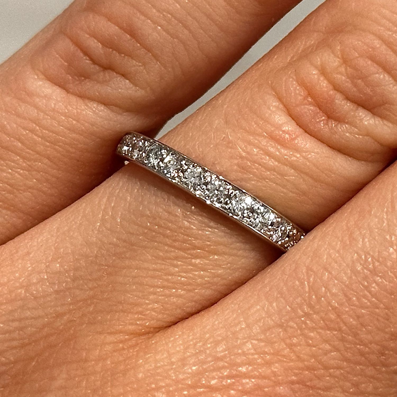 18ct White Gold Diamond Grain Set Half Eternity Ring