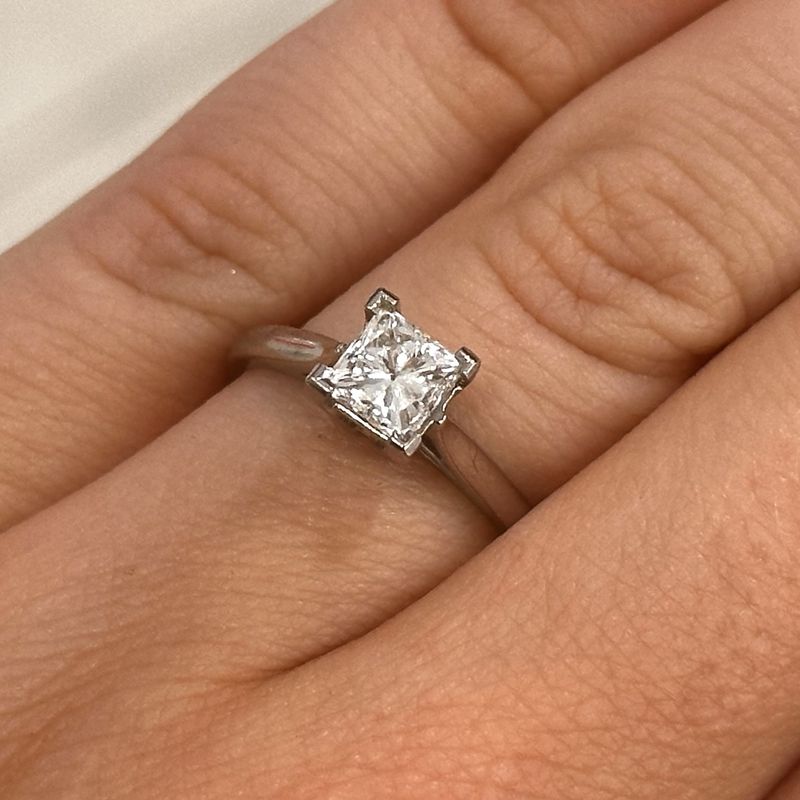 Platinum Princess Cut Diamond Solitaire Ring 0.99ct I Si2