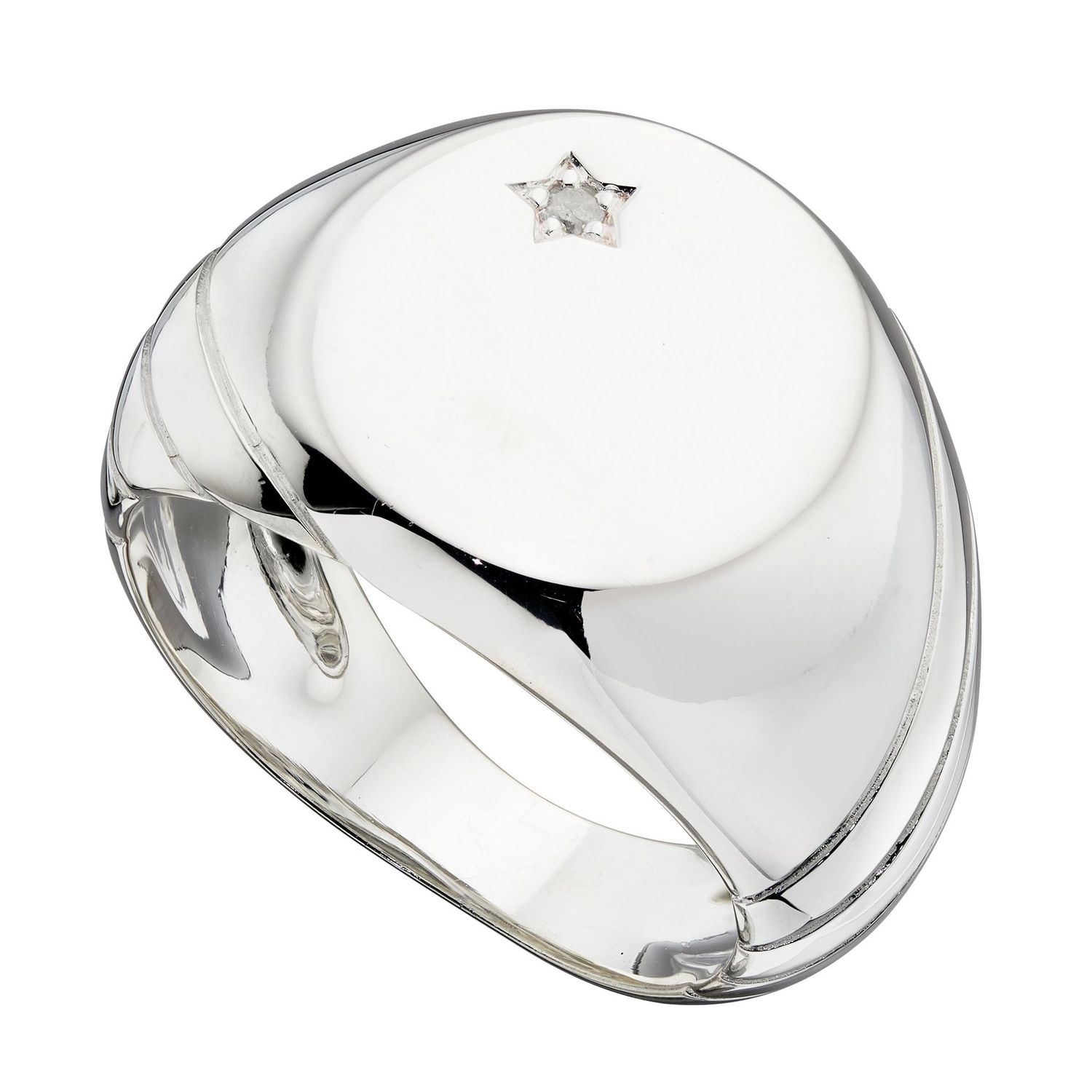 Silver Signet Ring with Cubic Zirconia