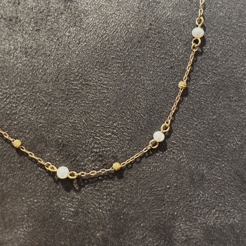 9ct Yellow Gold Freshwater Pearl Trace Necklace