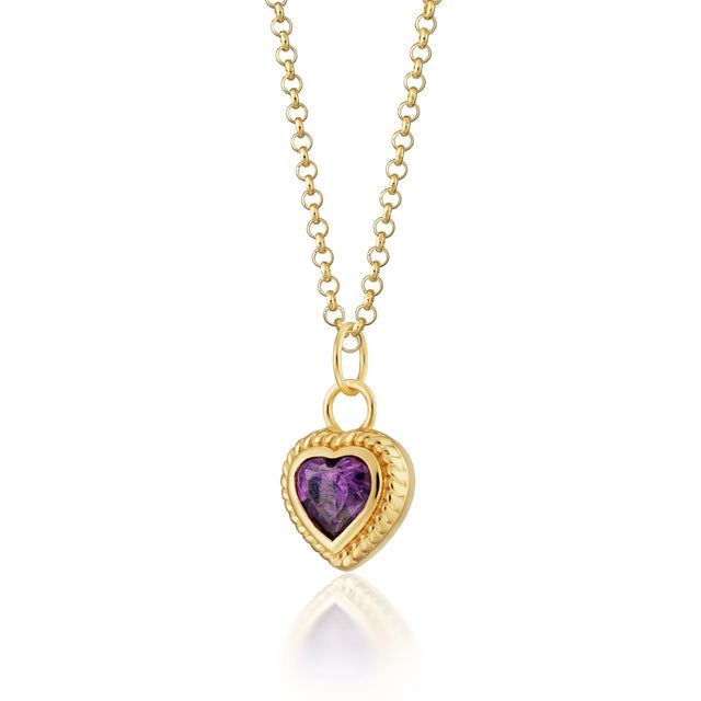 Hannah Martin Violet Heart Necklace, Metal: 18ct Gold Plated Sterling Silver