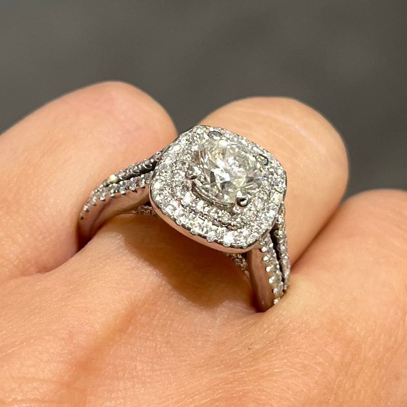 Pre-Owned 14ct White Gold Vera Wang 1.60ct Diamond Halo Ring