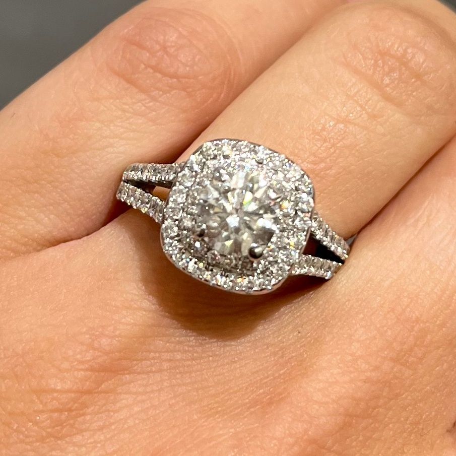 Pre-Owned 14ct White Gold Vera Wang 1.60ct Diamond Halo Ring