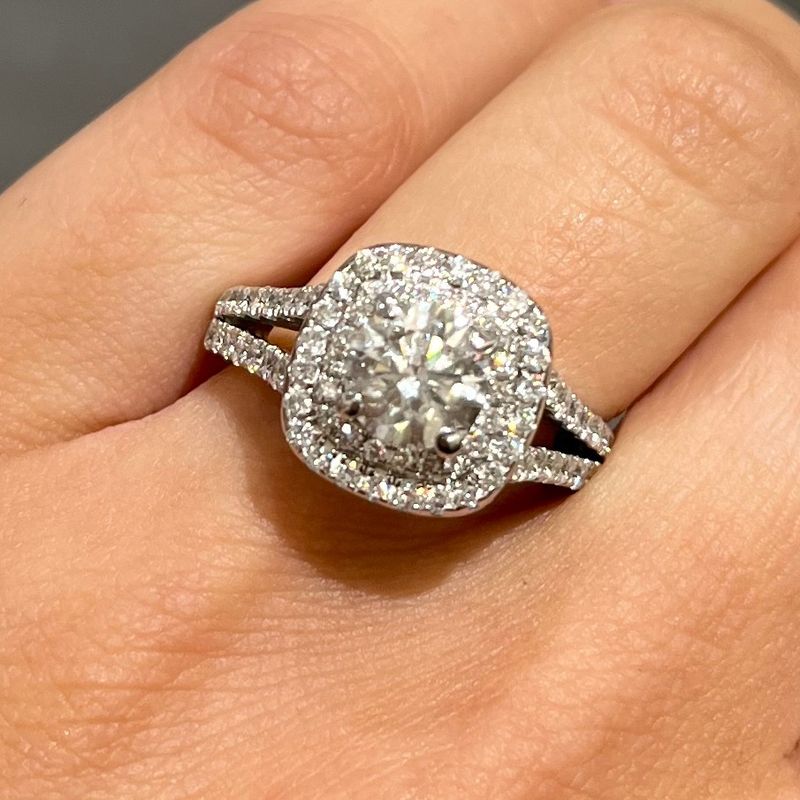 Pre-Owned 14ct White Gold Vera Wang 1.60ct Diamond Halo Ring