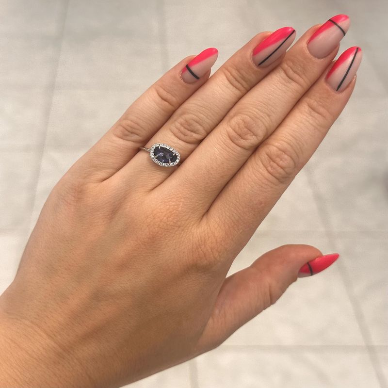 18ct White Gold Sapphire &amp; Diamond Slice Ring