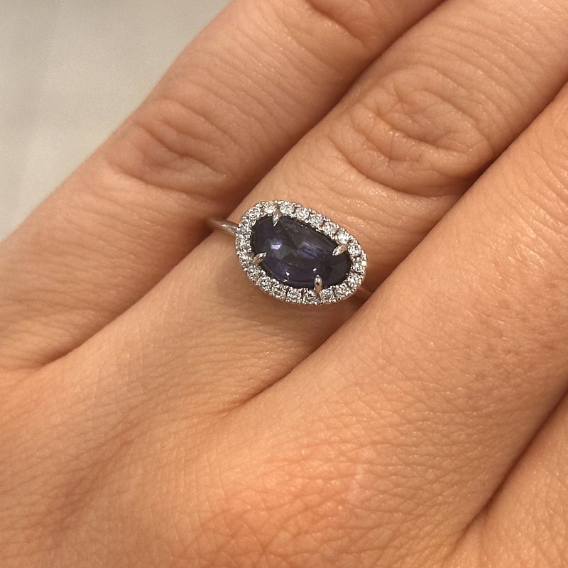 18ct White Gold Sapphire &amp; Diamond Slice Ring