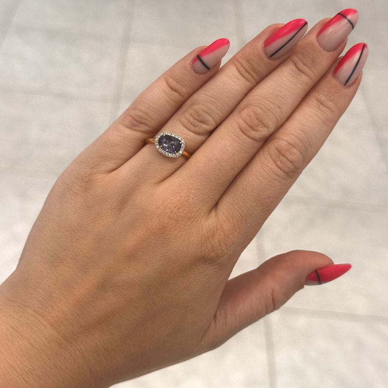 18ct Yellow Gold Sapphire &amp; Diamond Slice Ring