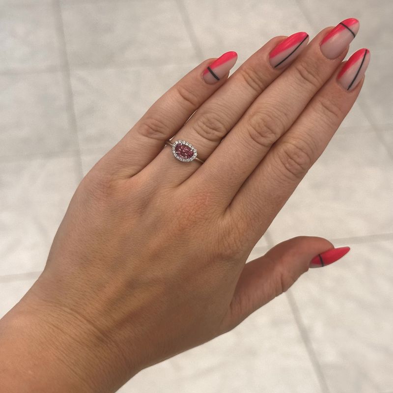 18ct White Gold Pink Sapphire &amp; Diamond Slice Ring