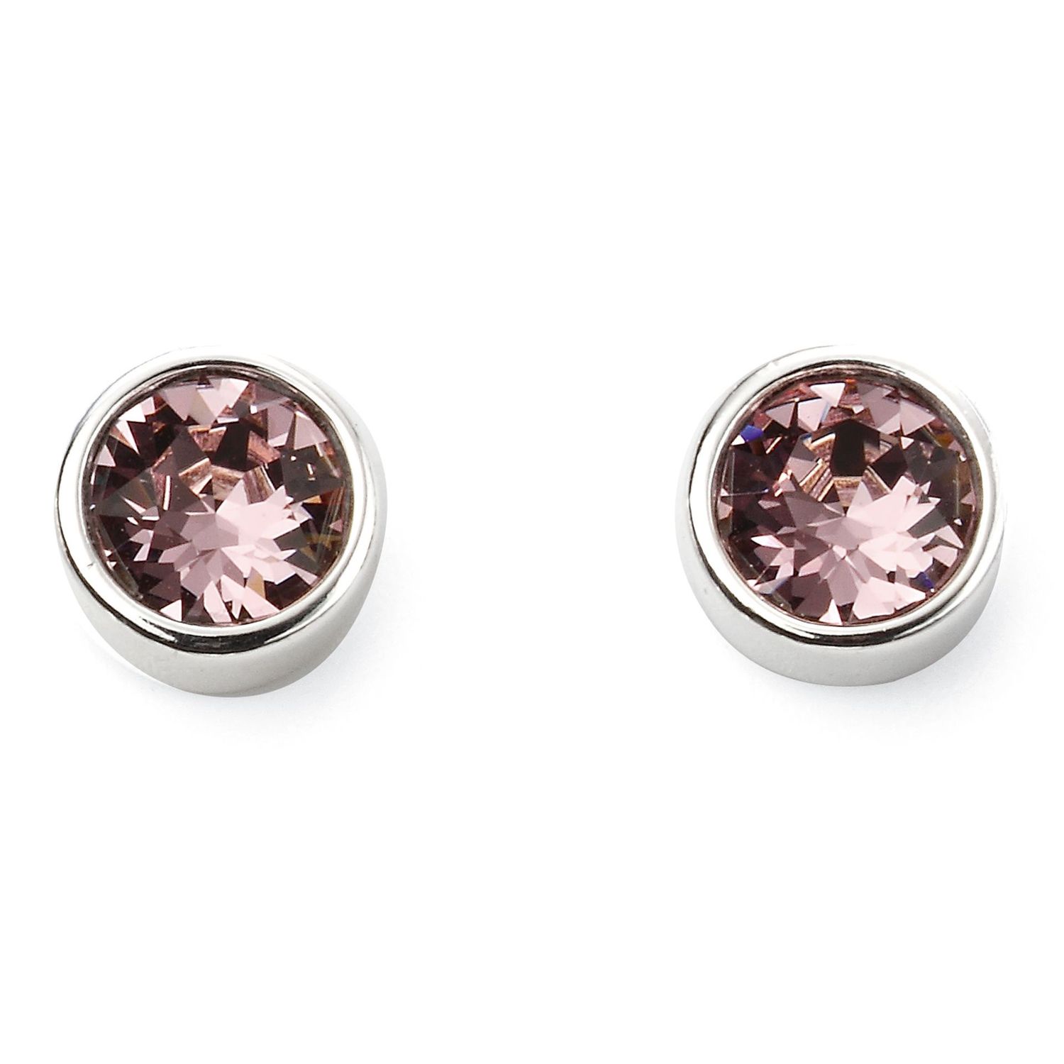 Silver Amethyst Crystal June Birthstone Stud Earrings