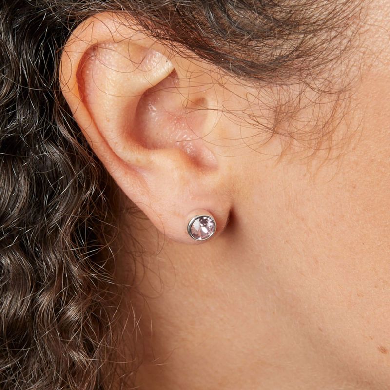 Silver Amethyst Crystal June Birthstone Stud Earrings