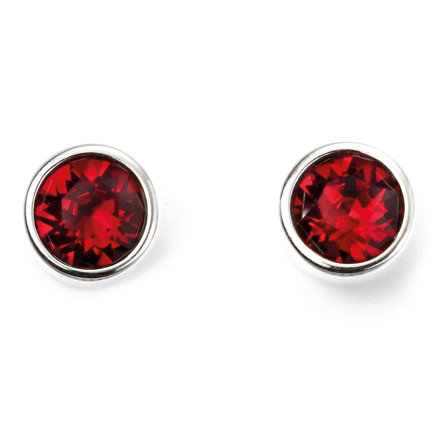 Silver Ruby Crystal July Birthstone Studs