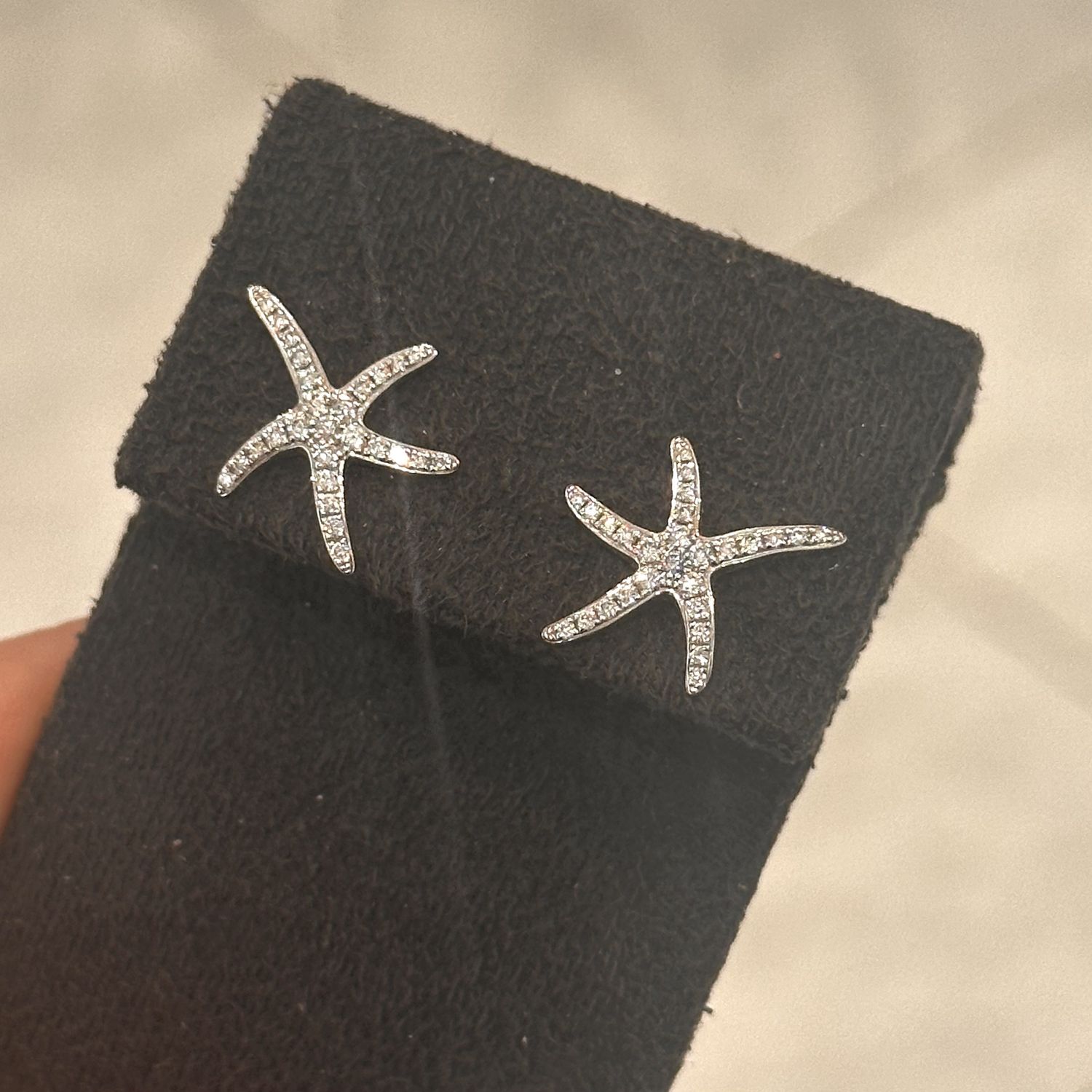 18ct White Gold Diamond Starfish Earrings .32pt