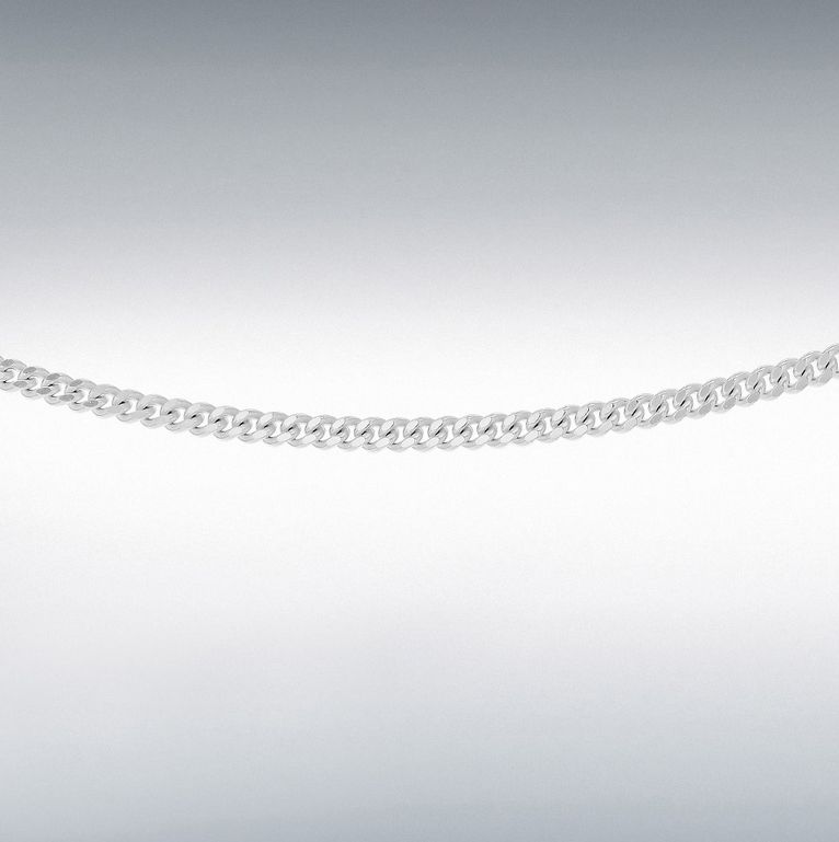 Silver Rhodium-Plated Panza Curb Chain 51cm/20&quot;