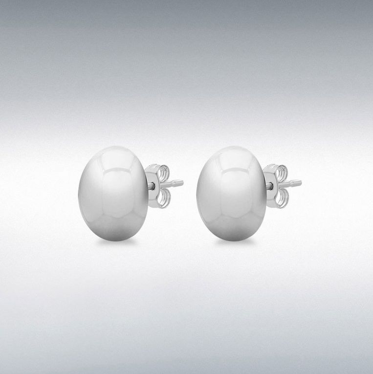 Silver Electroform Oval Stud Earrings