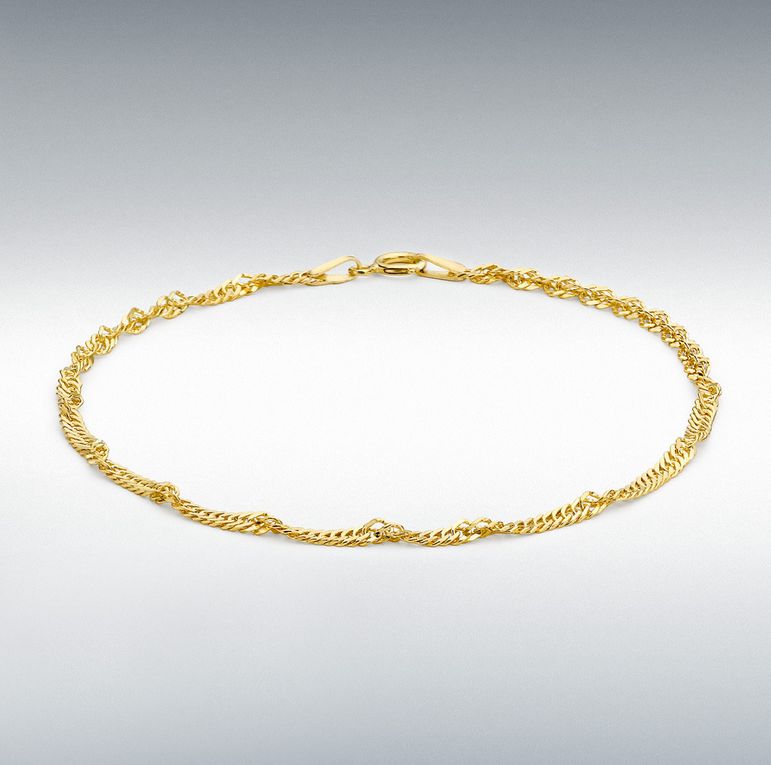 9ct Gold Twist Curb Chain Anklet