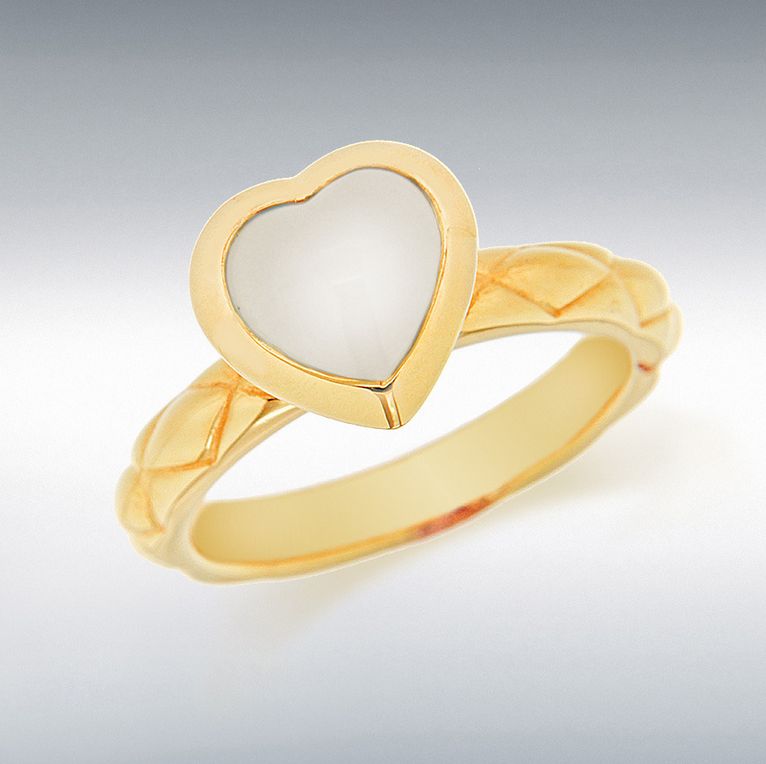 White Glass Heart-Shaped Stacking Ring