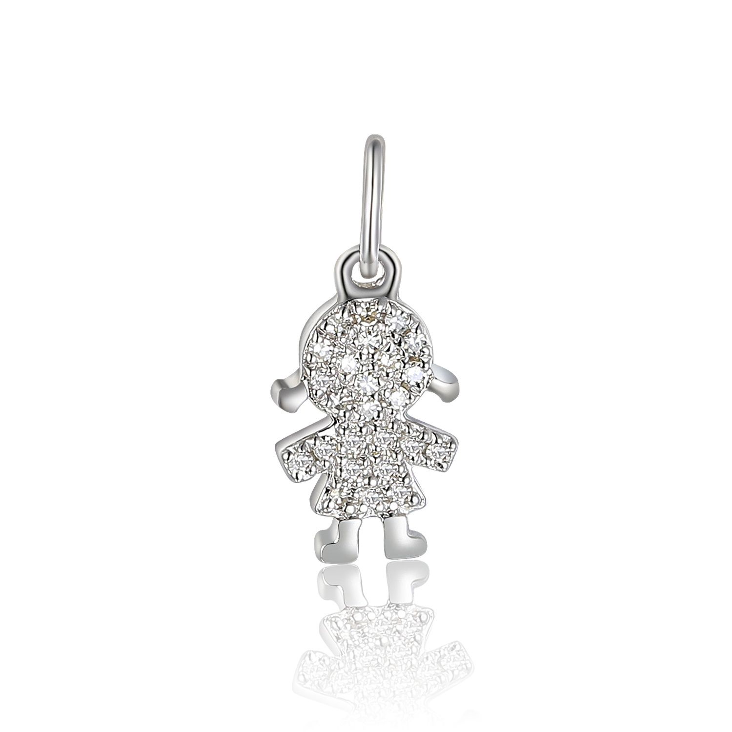 9ct White Gold 5pt Diamond &#39;Girl&#39; Charm