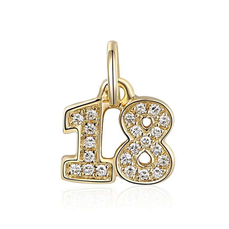 9ct Yellow Gold ‘18’ 4pt Diamond Charm