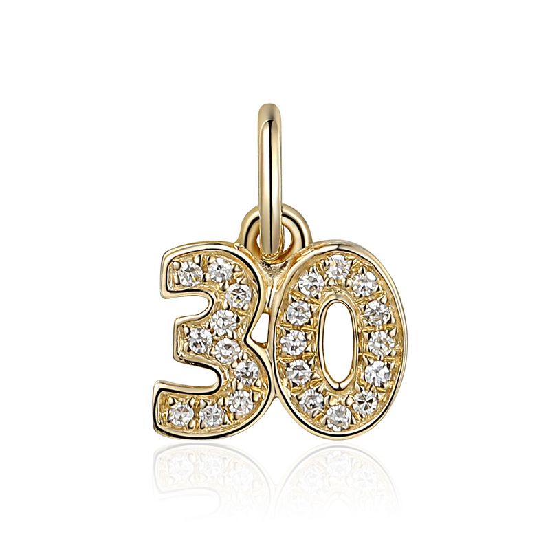 9ct Yellow Gold &#39;30&#39; 4pt Diamond Charm