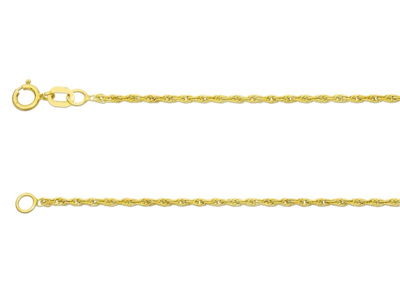 9ct Yellow Gold 1.2mm Rope Chain, Length: 22&quot;