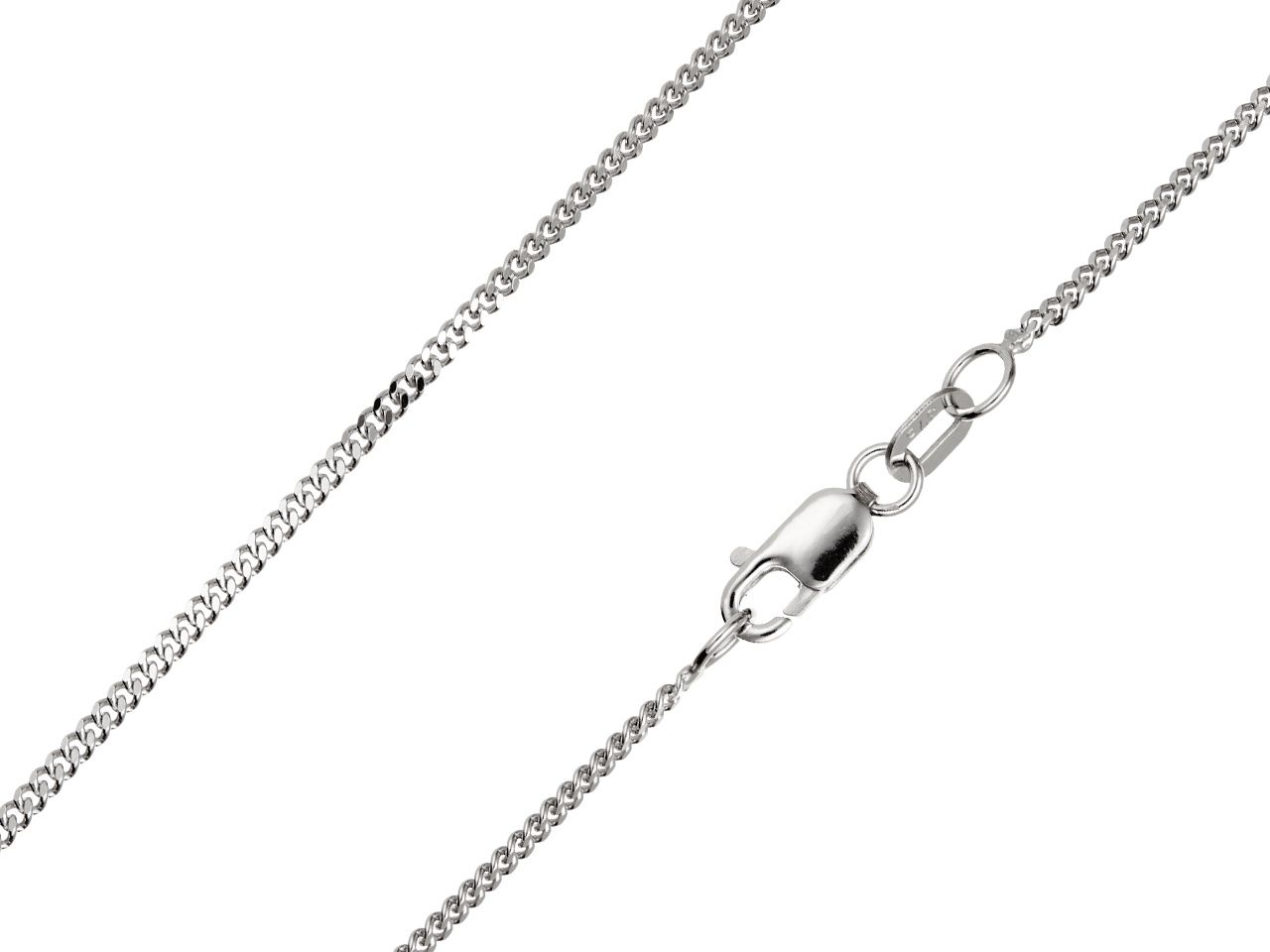9ct White Gold 1.4mm Curb Chain, Length: 20&quot;/50cm