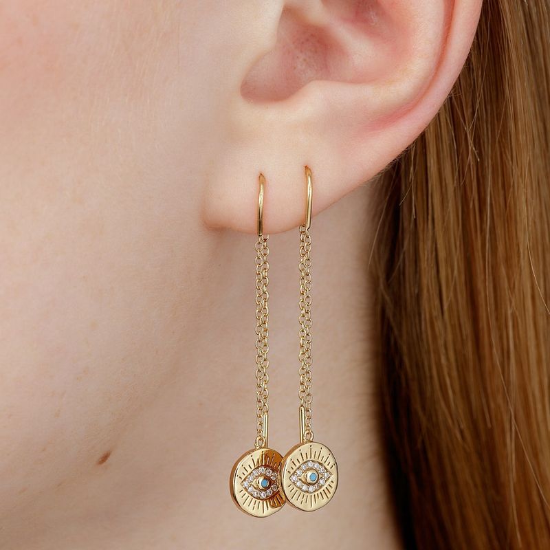 Evil Eye Threader Earrings