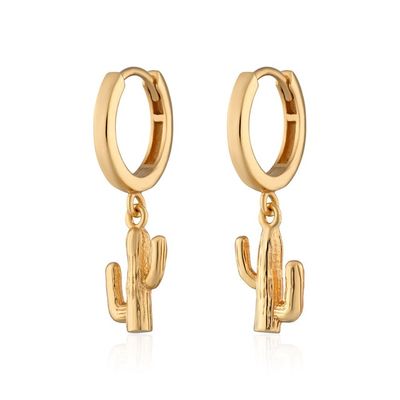 Cactus Charm Hoop Earrings