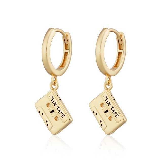 Mix Tape Charm Hoop Earrings