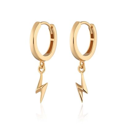 Lightning Bolt Charm Hoop Earrings