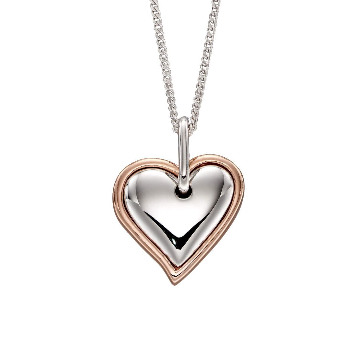 Silver  Opening Heart Pendant Necklace with Rose Gold-Plating