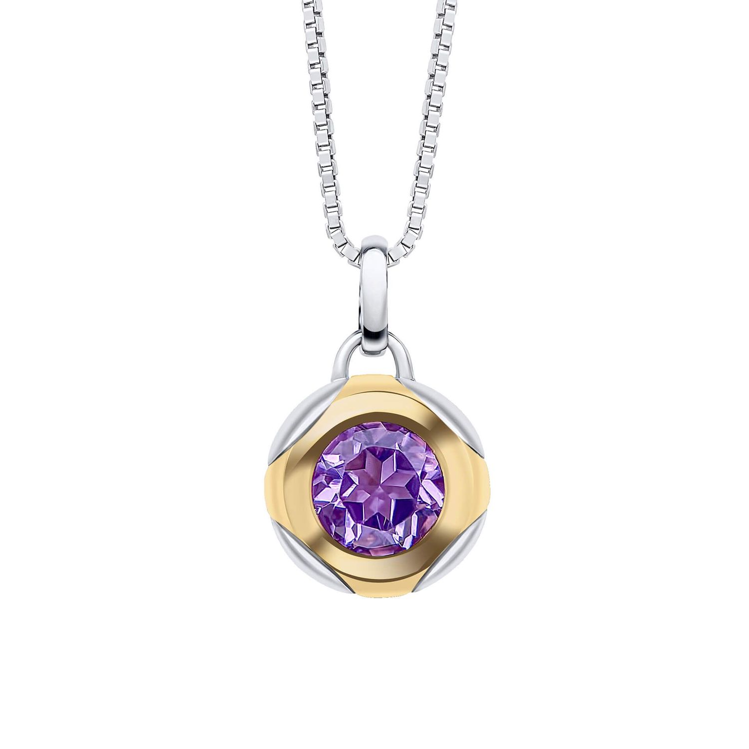 Faceted Amethyst Pendant Necklace
