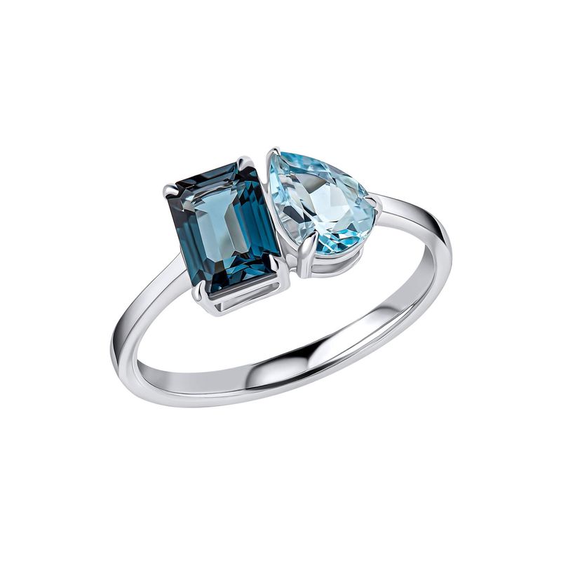 9ct White Gold ‘Toi et Moi’ Blue Topaz Ring 9ct White Gold ‘Toi et Moi’ Blue Topaz Ring