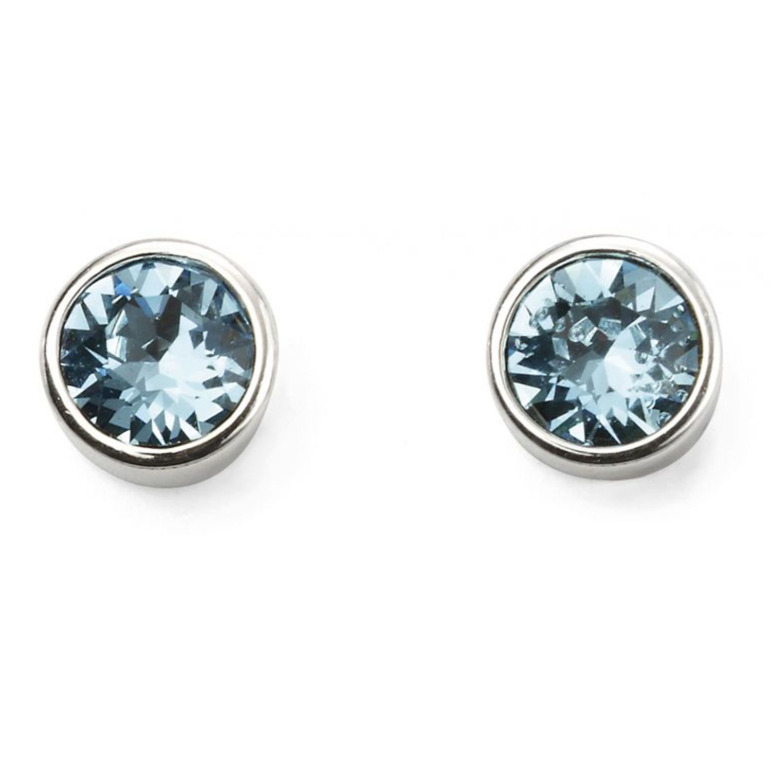 Silver Aquamarine Crystal March Birthstone Studs