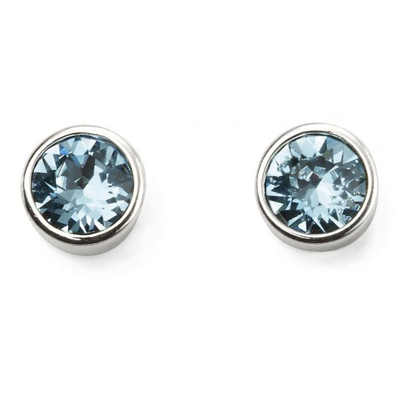 Silver Aquamarine Crystal March Birthstone Studs