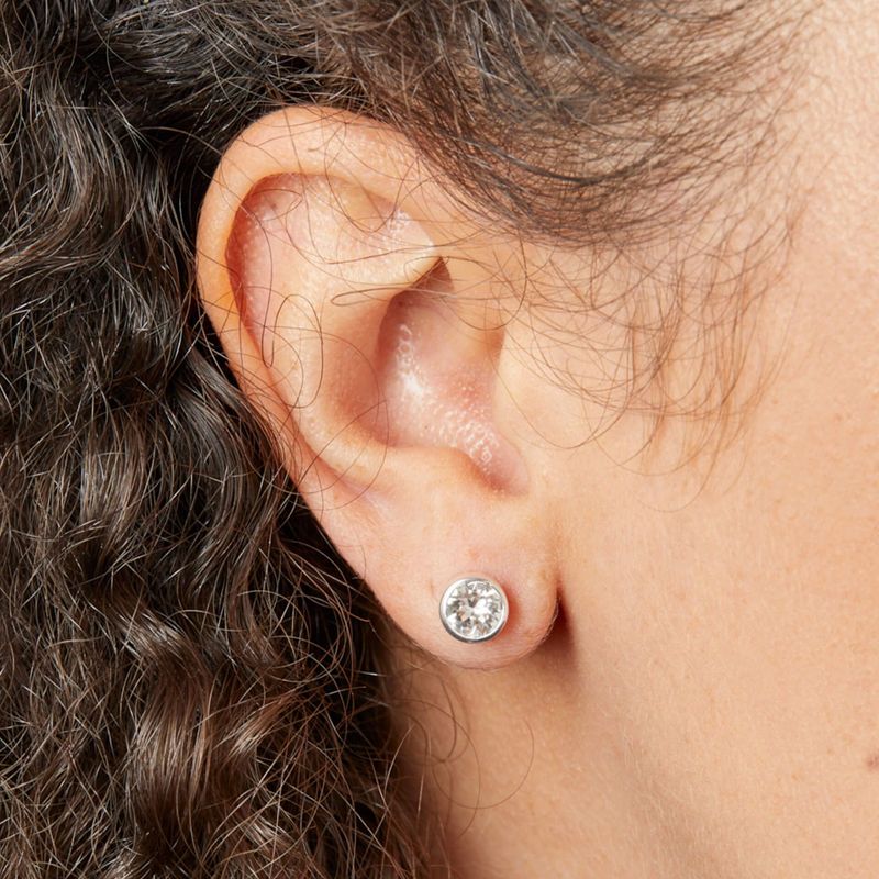 Silver Clear Crystal April Birthstone Stud Earrings
