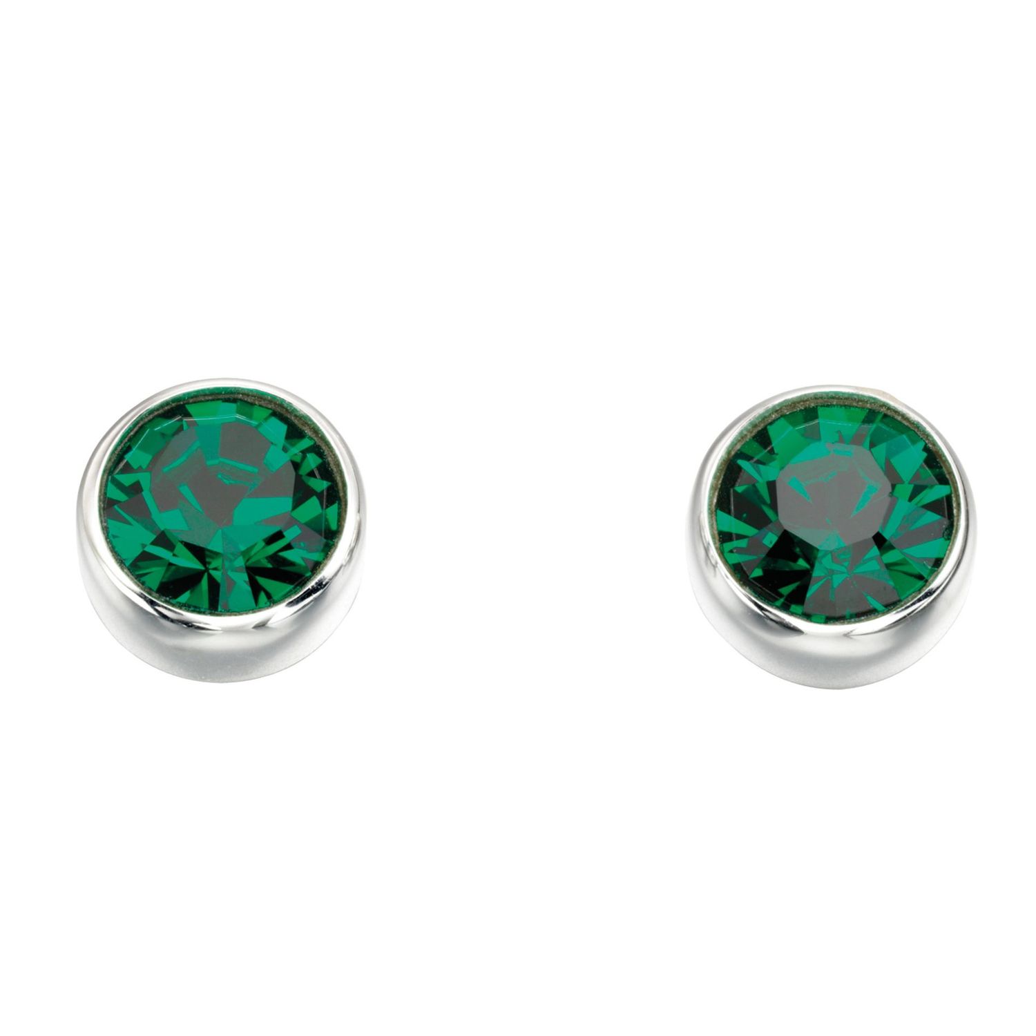 Silver Emerald Crystal May Birthstone Studs