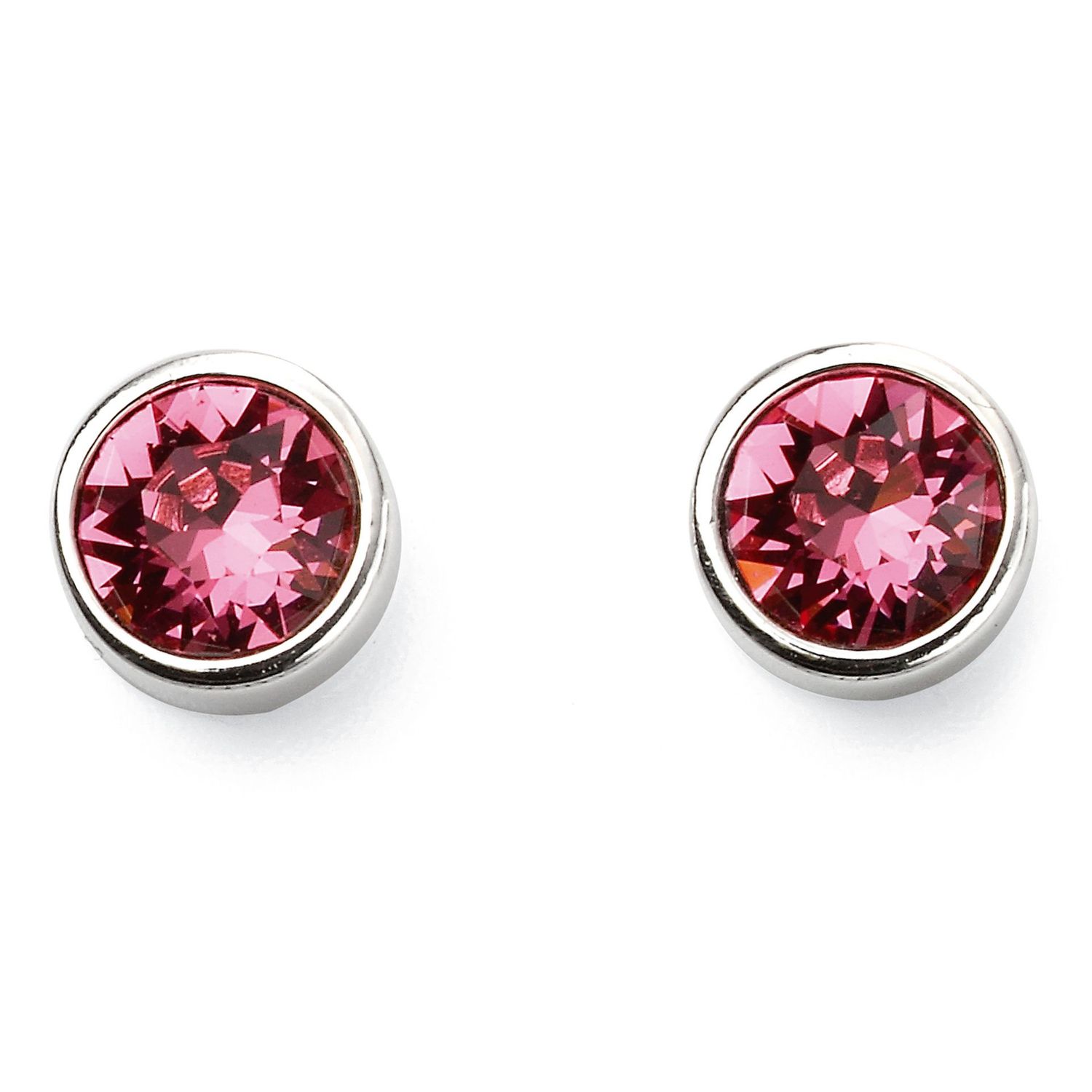 Silver Rose Crystal October Birthstone Studs