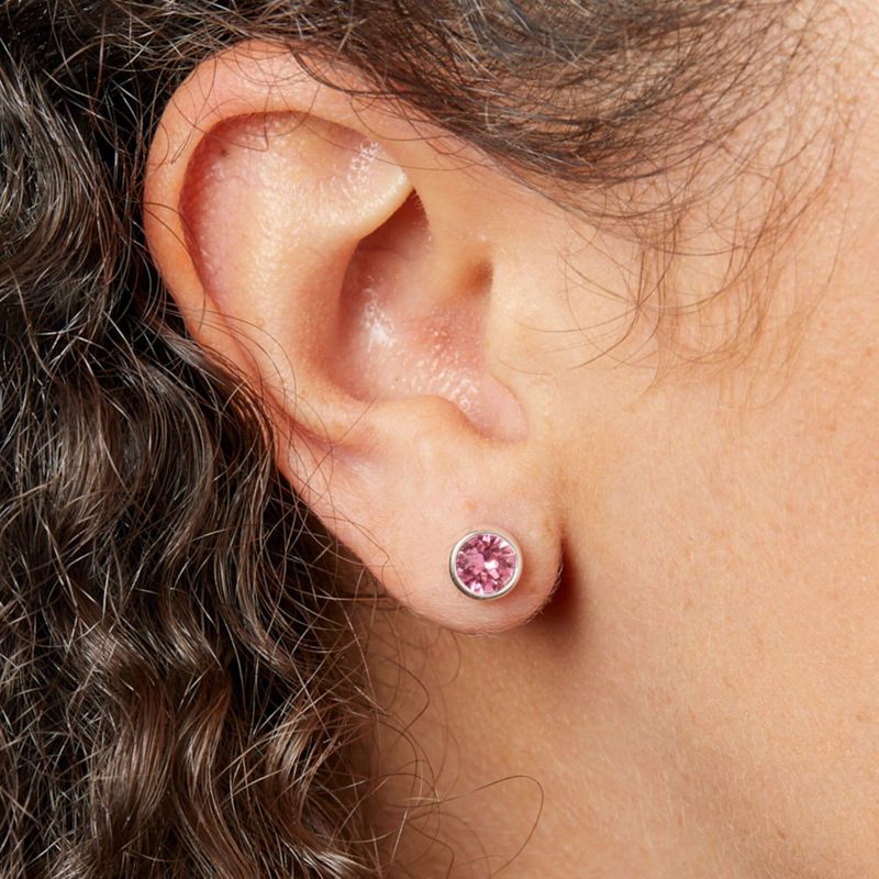 Silver Rose Crystal October Birthstone Studs