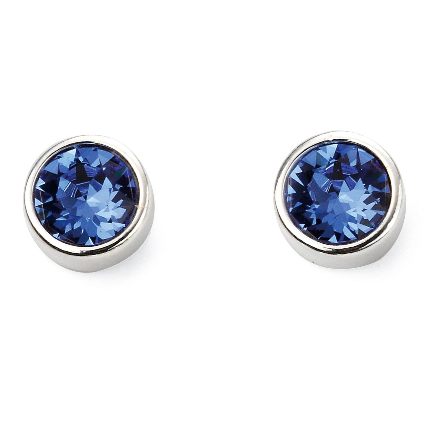 Silver Sapphire Crystal September Birthstone Stud Earrings