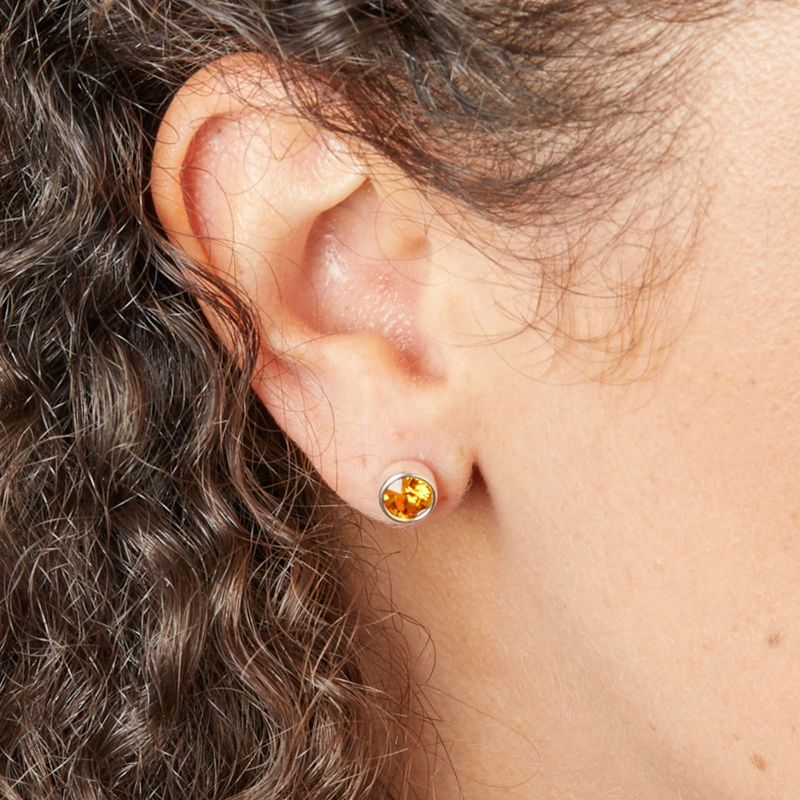 Silver Topaz Crystal November Birthstone Stud Earrings