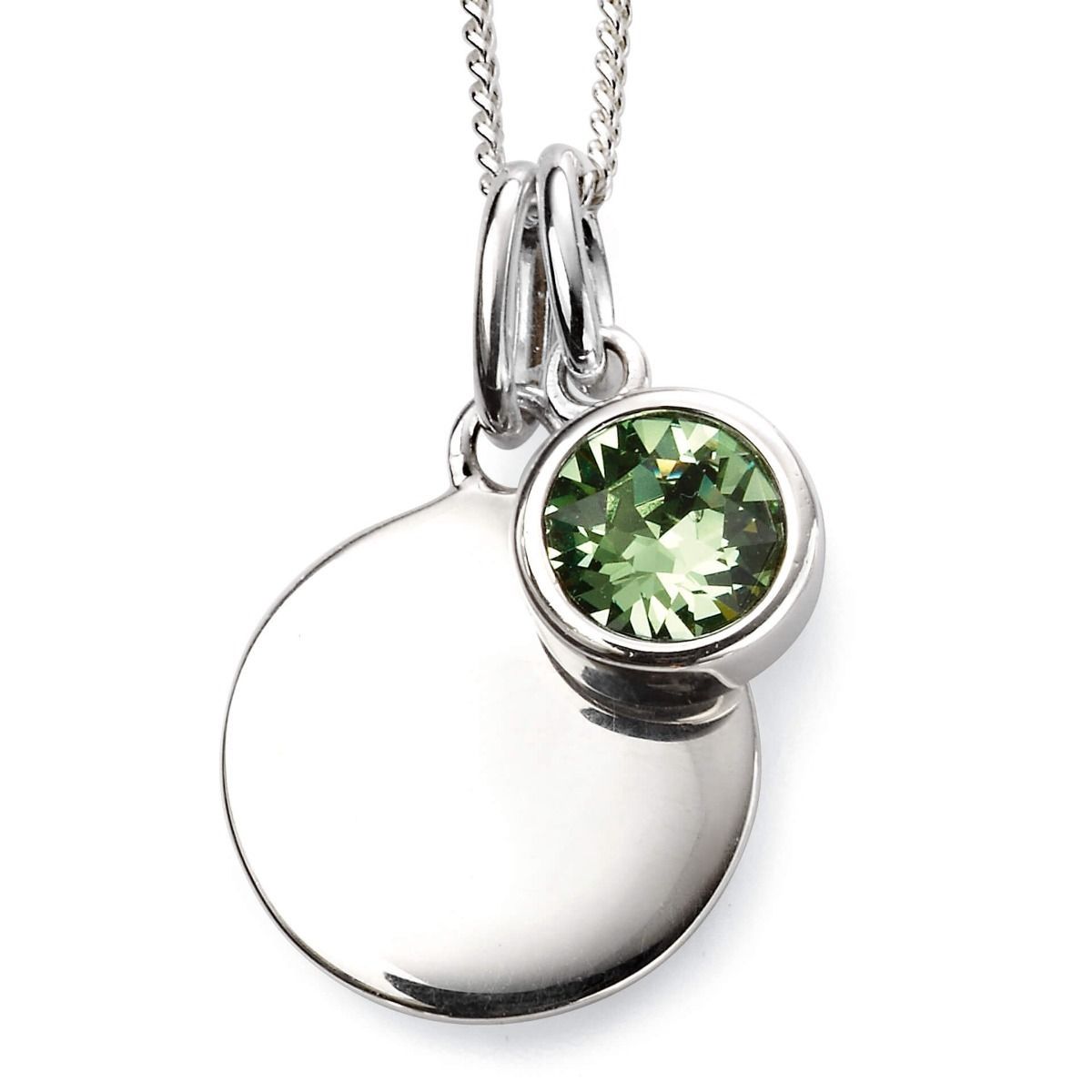 Silver Peridot Crystal August Birthstone Necklace